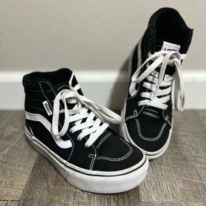 Vans platform black and white high top little girls size 2